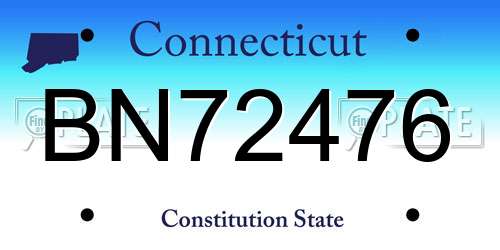 BN72476 Connecticut License Plate