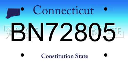 BN72805 Connecticut License Plate