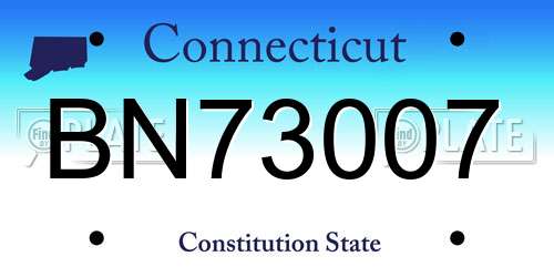 BN73007 Connecticut License Plate