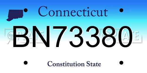 BN73380 Connecticut License Plate