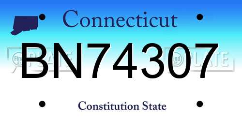 BN74307 Connecticut License Plate