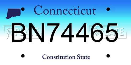 BN74465 Connecticut License Plate