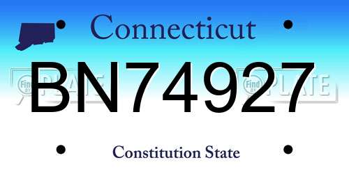 BN74927 Connecticut License Plate