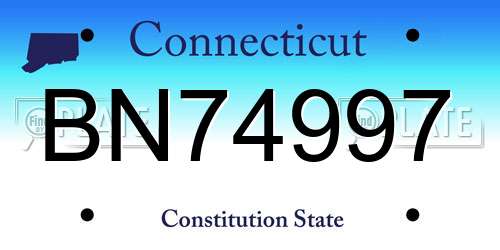 BN74997 Connecticut License Plate