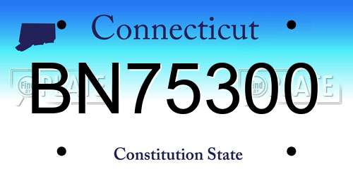 BN75300 Connecticut License Plate