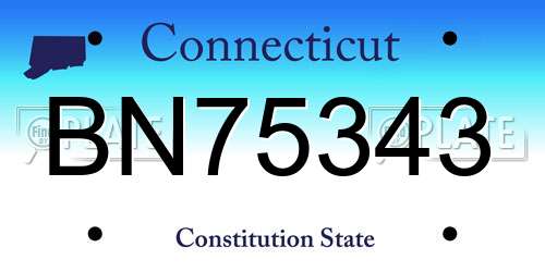 BN75343 Connecticut License Plate