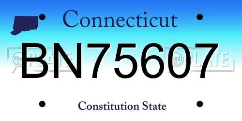 BN75607 Connecticut License Plate