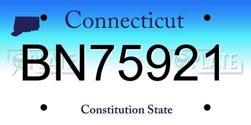 BN75921 Connecticut License Plate