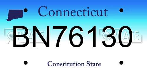 BN76130 Connecticut License Plate