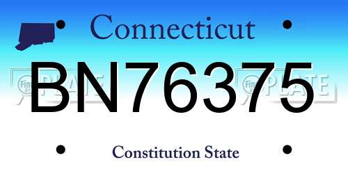 BN76375 Connecticut License Plate