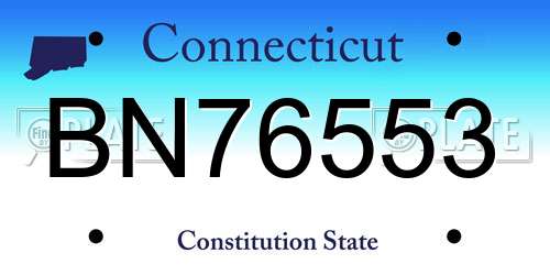 BN76553 Connecticut License Plate