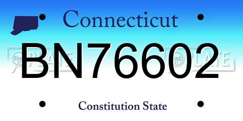 BN76602 Connecticut License Plate