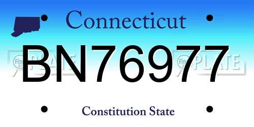 BN76977 Connecticut License Plate