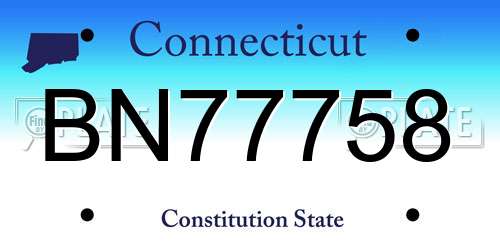 BN77758 Connecticut License Plate