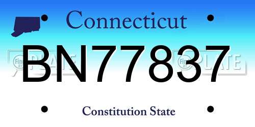 BN77837 Connecticut License Plate