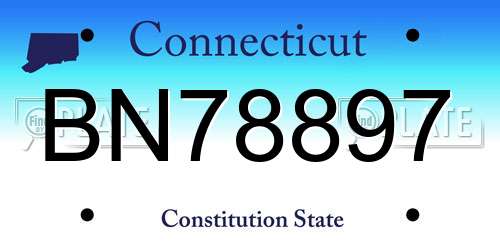 BN78897 Connecticut License Plate
