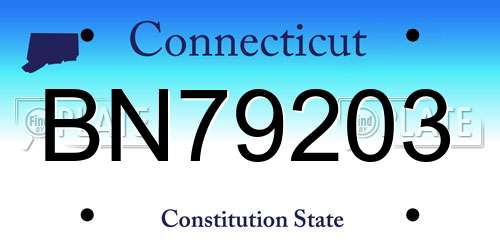 BN79203 Connecticut License Plate