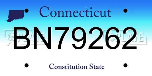 BN79262 Connecticut License Plate