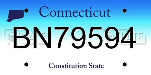 BN79594 Connecticut License Plate