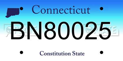 BN80025 Connecticut License Plate