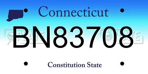 BN83708 Connecticut License Plate