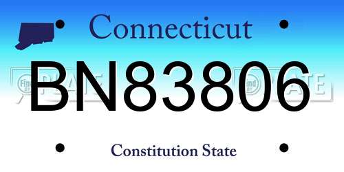 BN83806 Connecticut License Plate