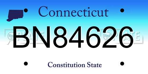 BN84626 Connecticut License Plate