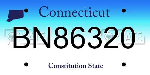 BN86320 Connecticut License Plate