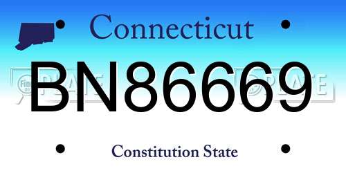 BN86669 Connecticut License Plate