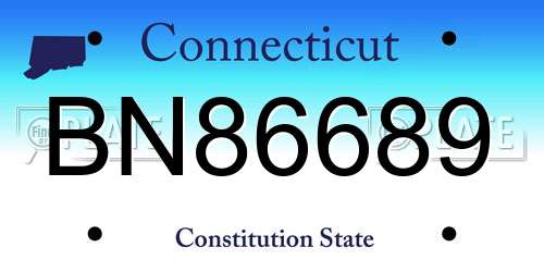 BN86689 Connecticut License Plate