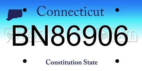 BN86906 Connecticut License Plate