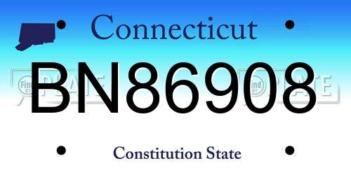 BN86908 Connecticut License Plate