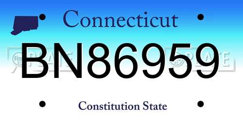 BN86959 Connecticut License Plate