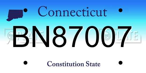 BN87007 Connecticut License Plate