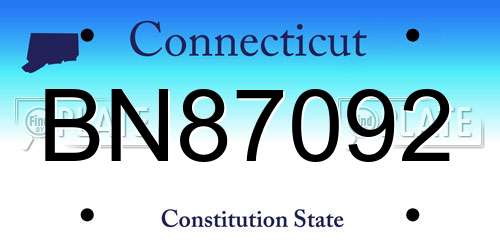 BN87092 Connecticut License Plate