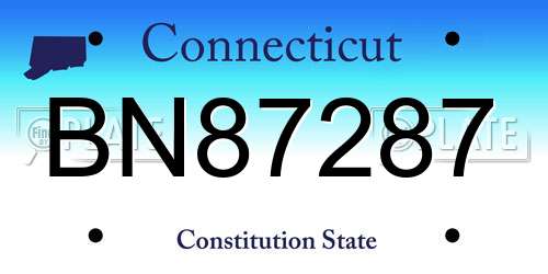 BN87287 Connecticut License Plate