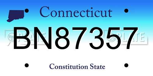 BN87357 Connecticut License Plate