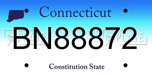 BN88872 Connecticut License Plate