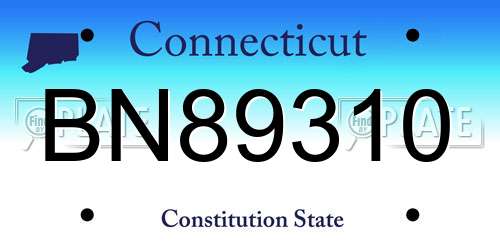 BN89310 Connecticut License Plate