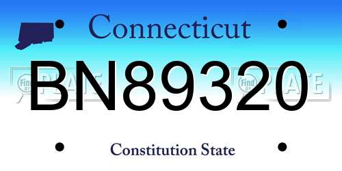 BN89320 Connecticut License Plate
