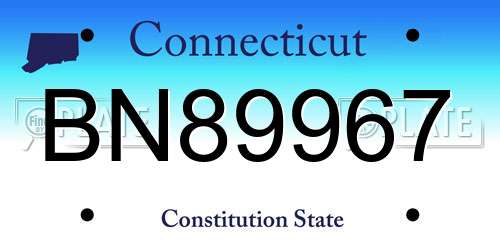 BN89967 Connecticut License Plate