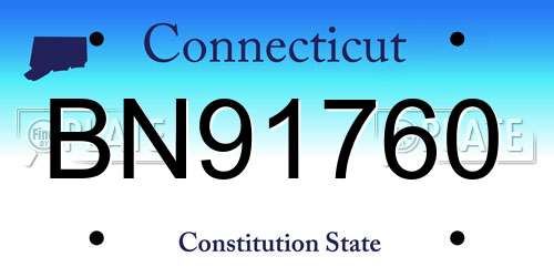 BN91760 Connecticut License Plate