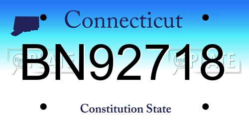BN92718 Connecticut License Plate
