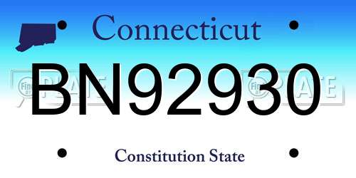 BN92930 Connecticut License Plate