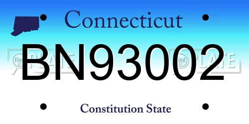 BN93002 Connecticut License Plate
