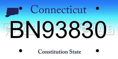 BN93830 Connecticut License Plate