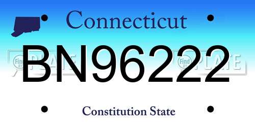 BN96222 Connecticut License Plate