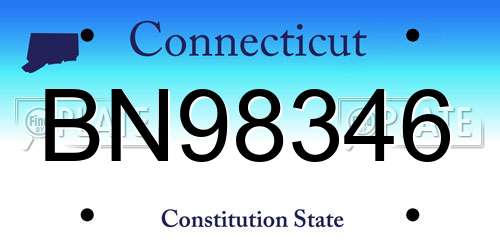 BN98346 Connecticut License Plate