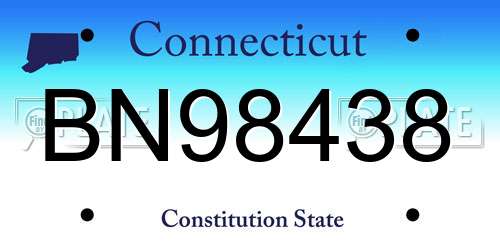 BN98438 Connecticut License Plate