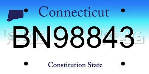 BN98843 Connecticut License Plate